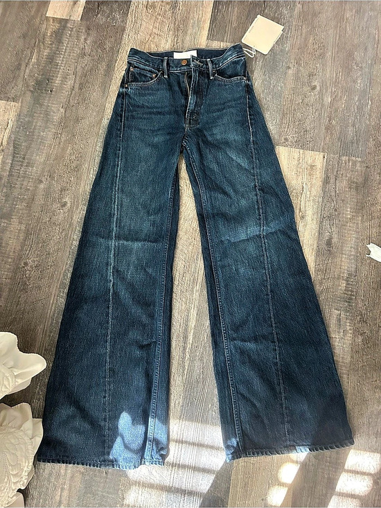 MOTHER Denim - Mother The Lemon Twist Sneak Wide Leg Jeans Blue Waist 23